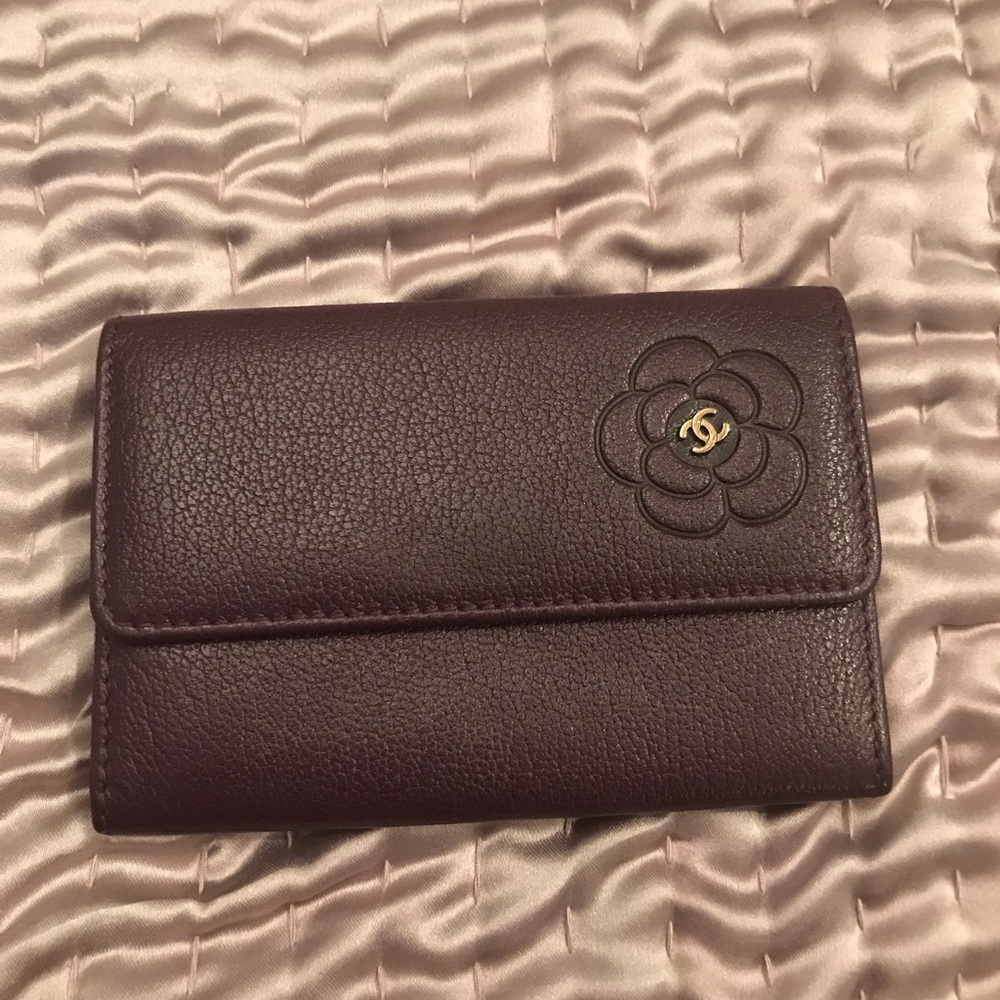 100% Authentic Chanel Purple camellia coin purse
